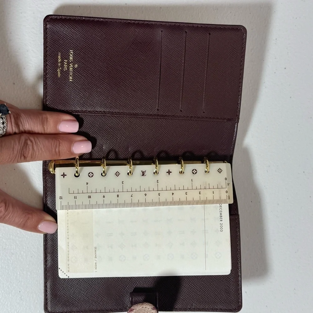 AUTHENTIC Louis Vuitton Red and Cream Monogram Mini Lin Agenda